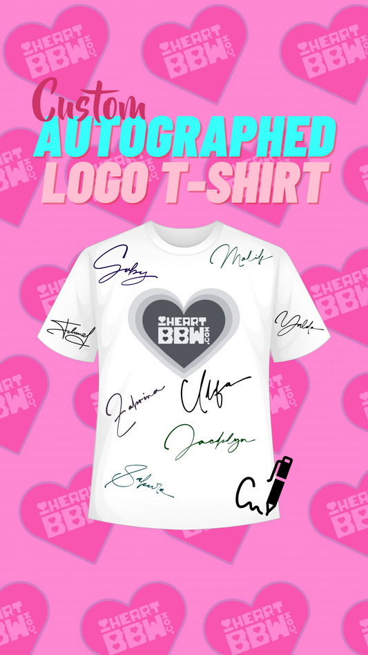 Custom iHeartBBW logo cotton tag less autographed T-shirt