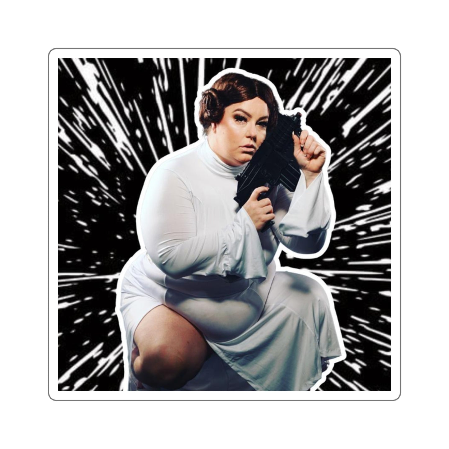 Square Stickers - Curvy Princess Leia Star Wars Galactic Sticker
