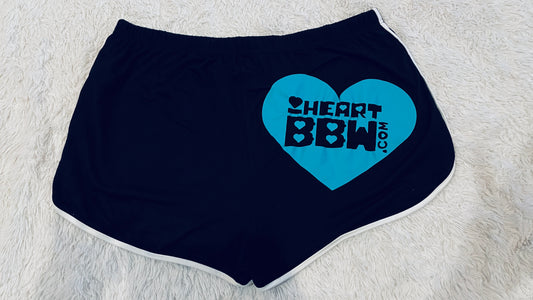 Black Sporty Booty Shorts with Teal Logo - 3x