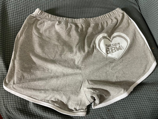 Dark Heather Grey Sporty Booty Shorts with White Logo - 2x